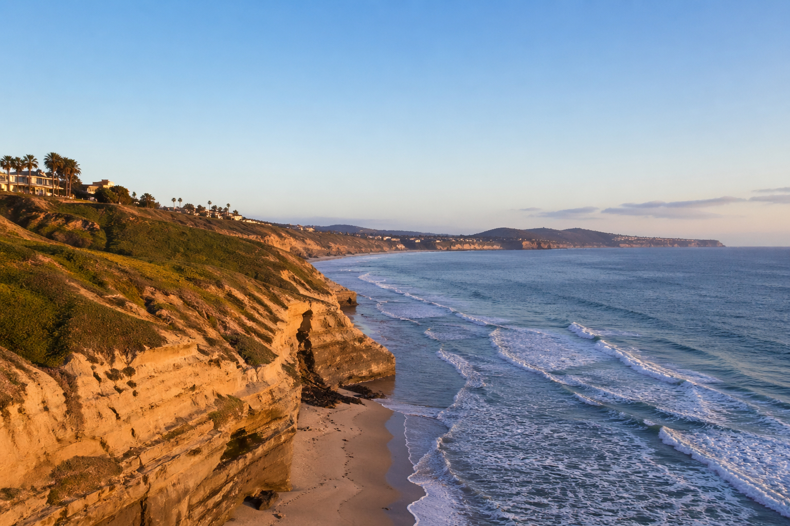Pacific coastline along San Diego, California
